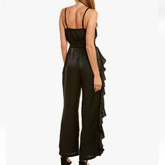 Ali & Jay Name of Love Ruffle Wrap Jumpsuit Black Large Wide Leg Flowy - Picture 5 of 13